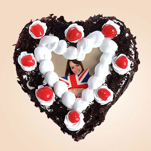 Remarkable Heart Shape Black Forest Photo Cake