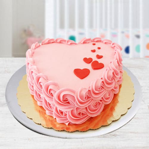 Classic Heart Shaped Strawberry Cake