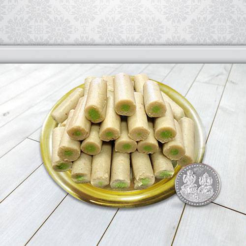 Haldirams Kaju Roll N Gold Plated Thali  Free Coin