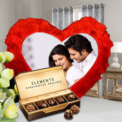 Exclusive ITC Chocolates with Heart Shaped Personalized Cushion