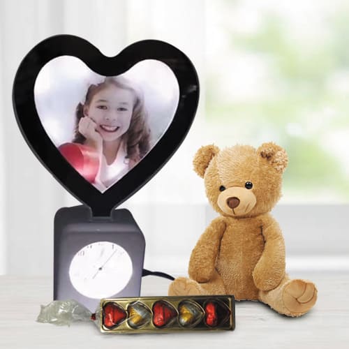 Exclusive Personalized Heart Lamp Heart Chocolates n Cute Teddy