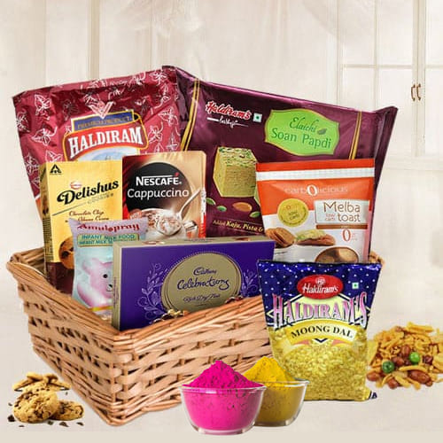 Fantastic Holi Gift Basket with Assorted Items