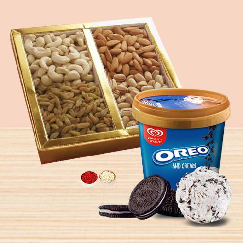 Amazing Gift of Kwality Walls Oreo Ice Cream with Assorted Dry Fruits