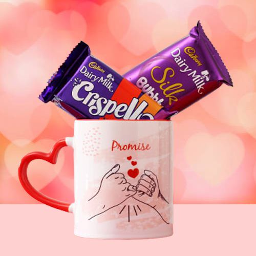 Ever Romantic Red Heart Handle Mug with Cadbury Chocolates
