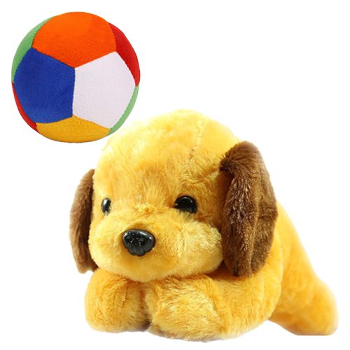 Exclusive Baby Soft Toys Combo of Dog and Rattle Ball