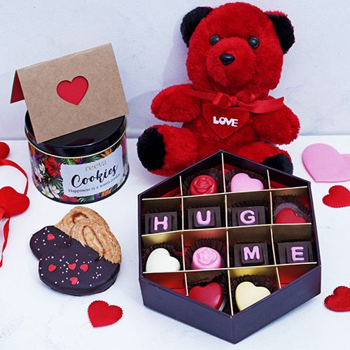 Luxurious Chocolates Cookies N Teddy Hamper