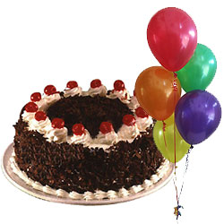 Rich Black Forest Cake with Balloons