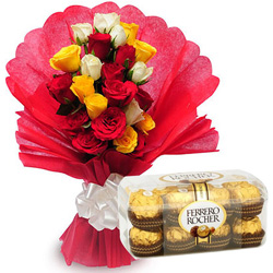 Marvelous Mixed Roses with Ferrero Chocolate