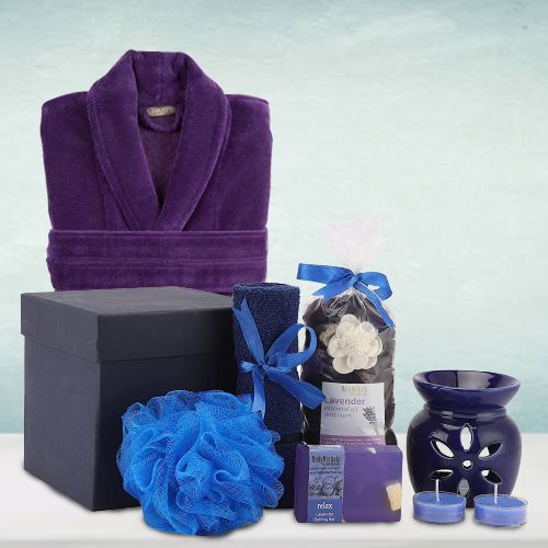 Appealing Lavender Soap Spa Set with a Bathrobe