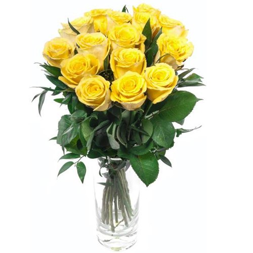 Beautiful Yellow Roses in a Glass Vase