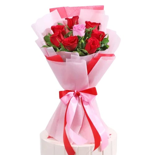 Beautiful Pink Roses Tissue Wrapped Bouquet