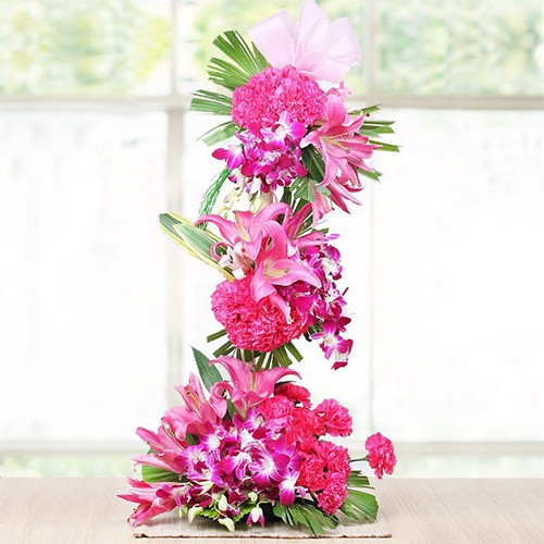 Admirable Tall Arrangement of 50 Assorted Flowers