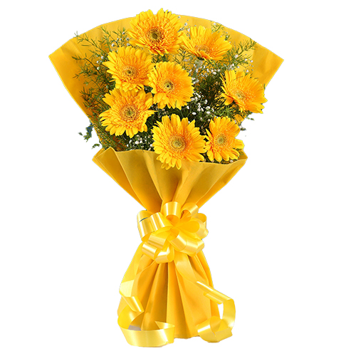 Vibrant Yellow Gerberas Bouquet