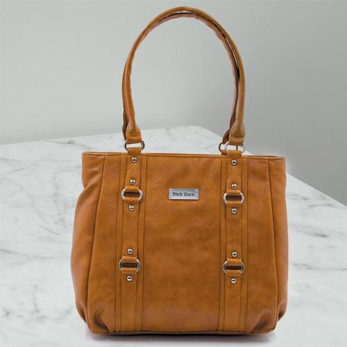 Mesmerizing Womens Leather Vanity Bag in Tan Color