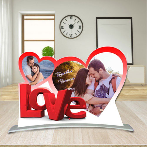 Graceful Twin Heart Shape Personalized Photo Frame with Love Message