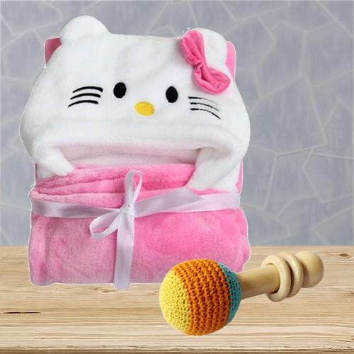 Exclusive Wrapper Baby Bath Towel with Rattle Toy<br>