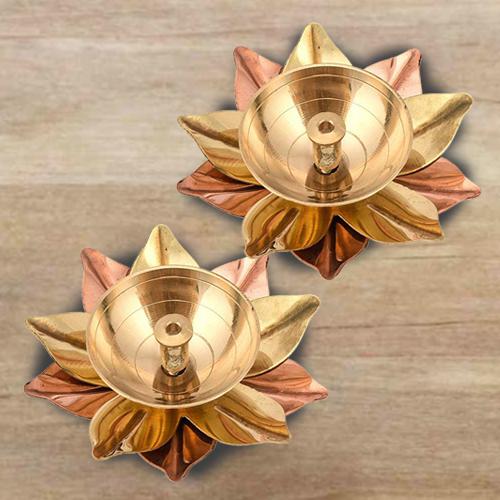 Exclusive Set of Dual Lotus Shaped Deepak