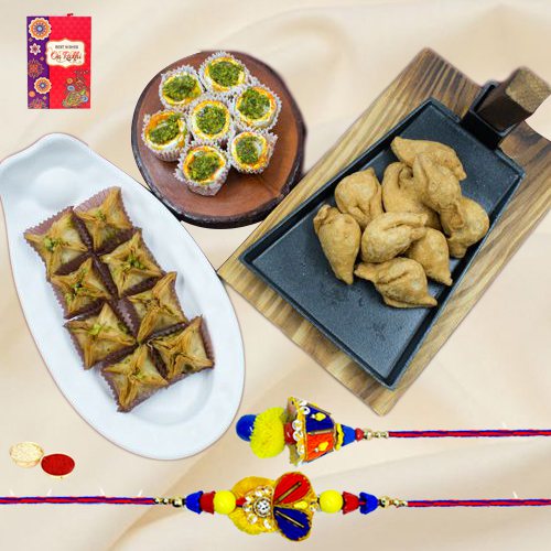 Bhaiya Bhabhi Rakhi with Enchanted Pyramid Baklawa Edible Delights