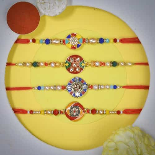 Premium Kundan Rakhi Set of 4