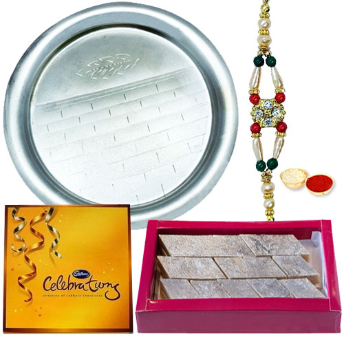 Puja Thali with Celebration Pack and Rakhi