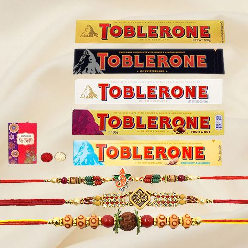 Delicious Toblerone Chocolates with Auspicious Rakhi Set