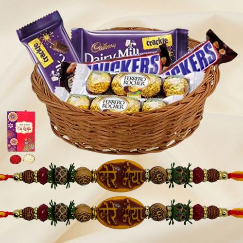 Assorted Chocolates with Mere Bhaiya Rakhi Pair