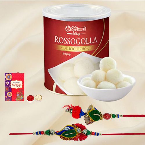 Marvelous Bhaiya Bhabhi Rakhi with Haldirams Rasgulla