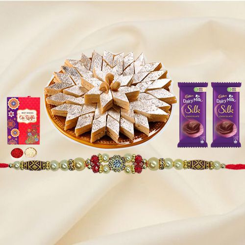 Delectable Haldirams Kaju Katli with Dairy Milk Silk N Rakhi