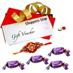 Shoppers Stop Gift E Vouchers Worth Rs. 2000 and Chocolate with Rakhi and Roli Tilak Chawal