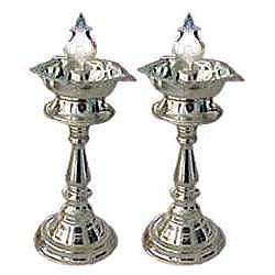 Puja Items   Silver Plated Lamp Set